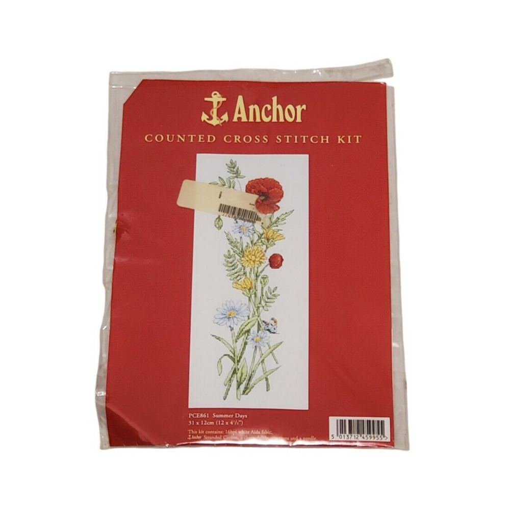 Vintage Anchor Counted Cross Stitch Kit Summer Days Crafts Flowers 12 x 4.5" NEW